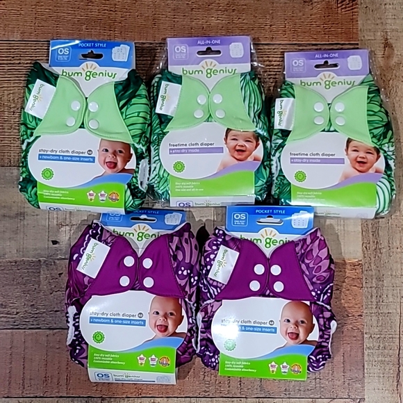 BumGenius Accessories New Set Of 5 Bumgenius Diapers Pocket And